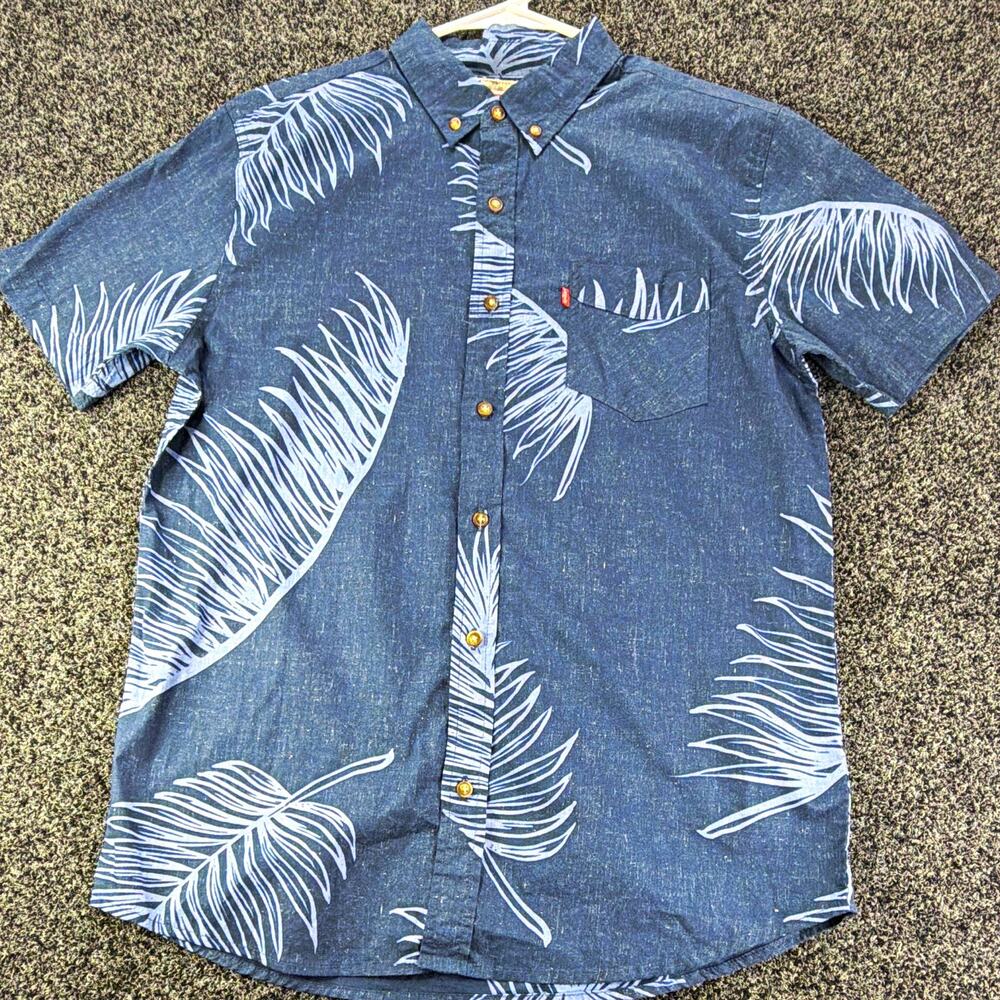 Levi's Men's M Blue Tropical Hawaiian S/S Point Collar Button-Up Pockets MPN